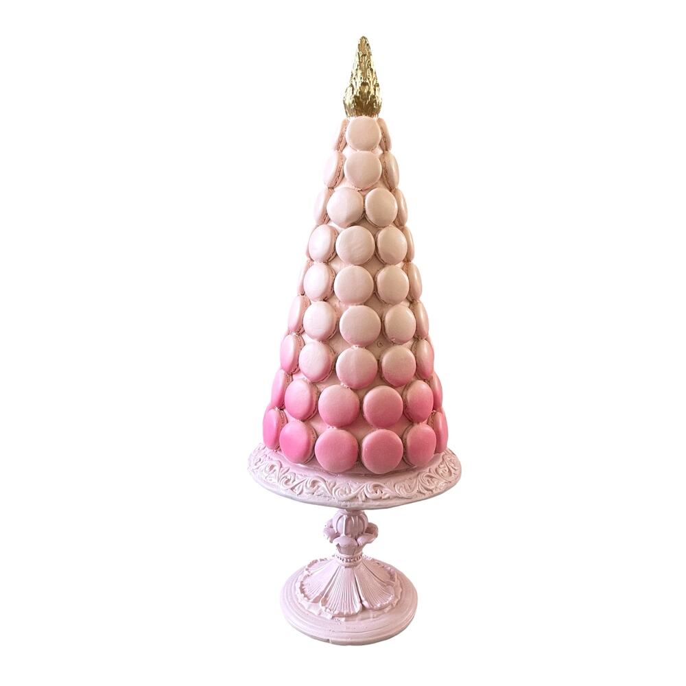 Peppermint Square Pink Ombre Macaron Tree 18in Resin Chic Holiday Decor NEW